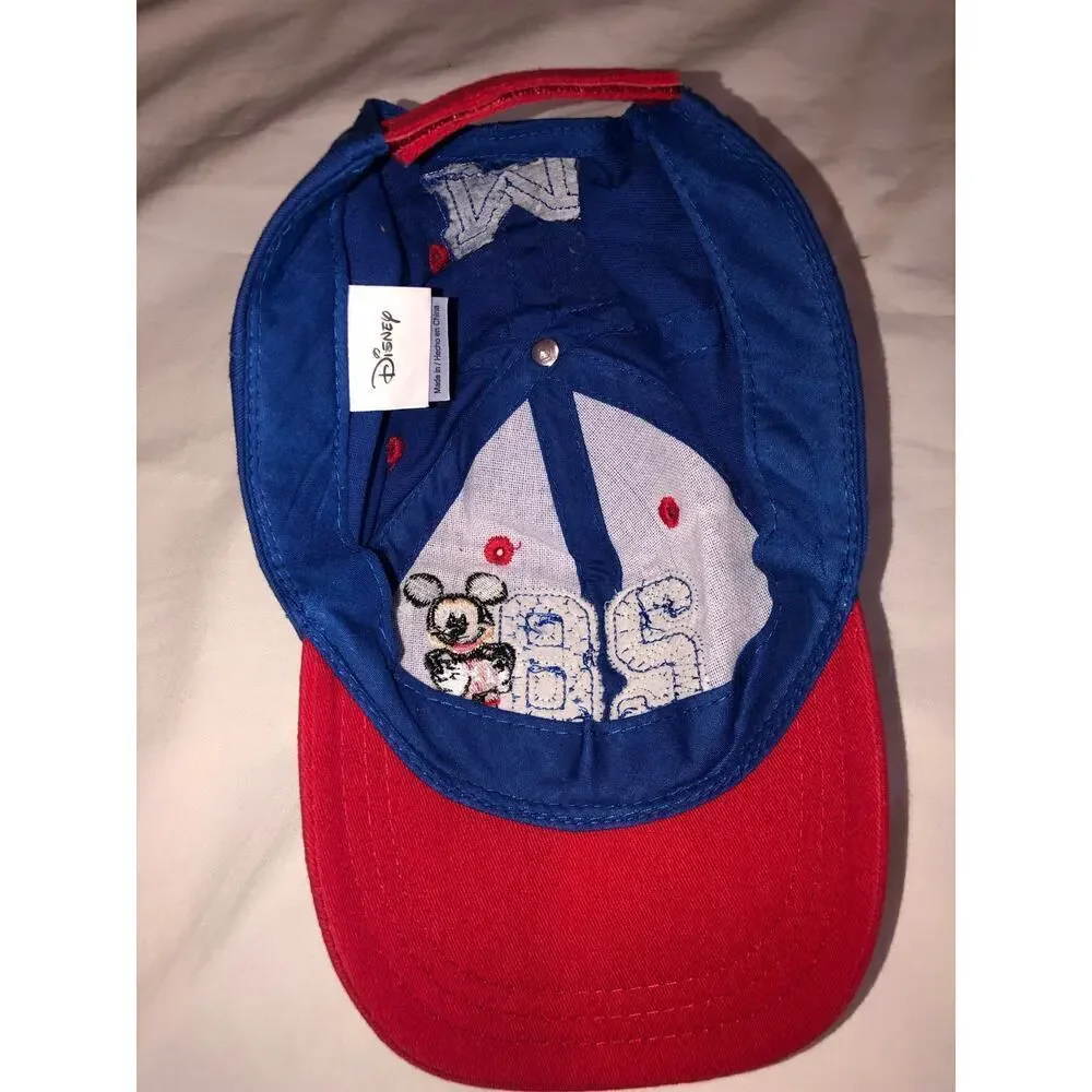 Mickey Mouse MVP 28 Kids Baseball Cap Disney Blue Red Embroidered Adjustable Hat
